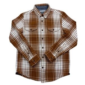 Outerknown Blanket Shirt Mens Brown Plaid Flannel Long Sleeve Heavyweight Size S